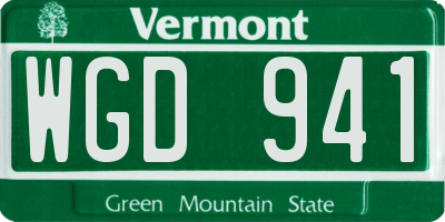 VT license plate WGD941