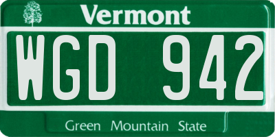 VT license plate WGD942