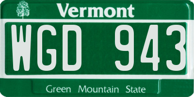 VT license plate WGD943