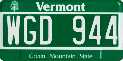 VT license plate WGD944