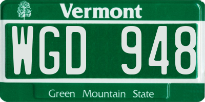 VT license plate WGD948