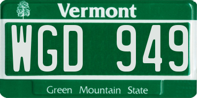 VT license plate WGD949