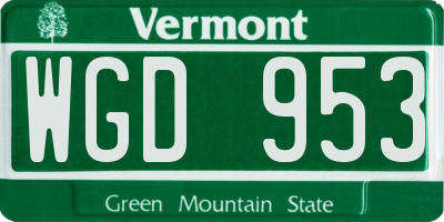 VT license plate WGD953