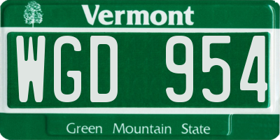 VT license plate WGD954