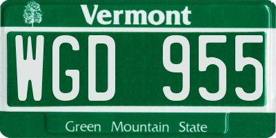 VT license plate WGD955