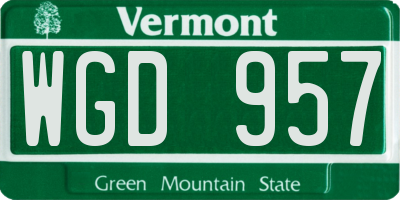 VT license plate WGD957