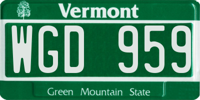 VT license plate WGD959