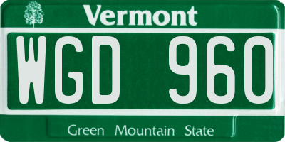 VT license plate WGD960