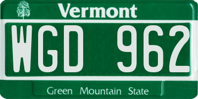 VT license plate WGD962