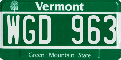 VT license plate WGD963