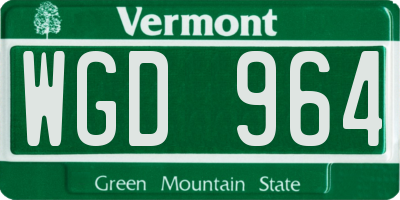 VT license plate WGD964