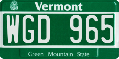 VT license plate WGD965