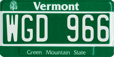 VT license plate WGD966