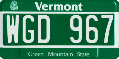 VT license plate WGD967