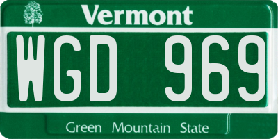 VT license plate WGD969