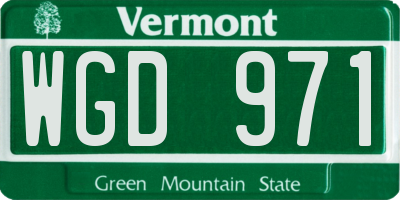 VT license plate WGD971