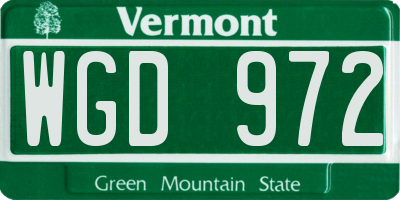 VT license plate WGD972