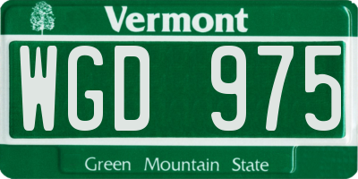 VT license plate WGD975