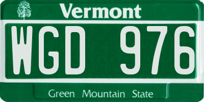 VT license plate WGD976