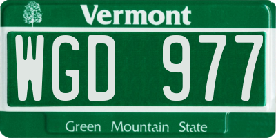 VT license plate WGD977