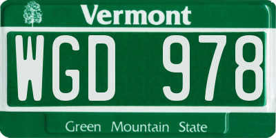 VT license plate WGD978