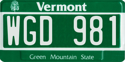 VT license plate WGD981