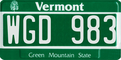 VT license plate WGD983