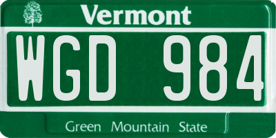 VT license plate WGD984