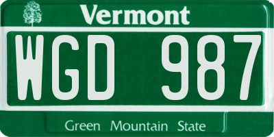 VT license plate WGD987