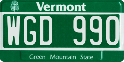 VT license plate WGD990