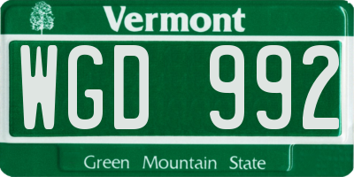 VT license plate WGD992