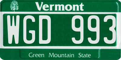 VT license plate WGD993