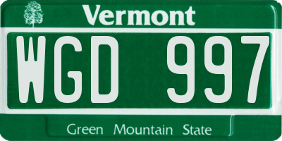 VT license plate WGD997