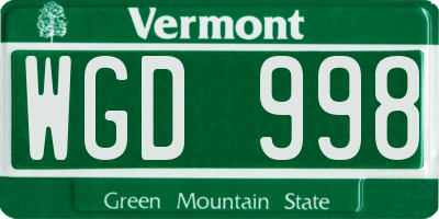 VT license plate WGD998