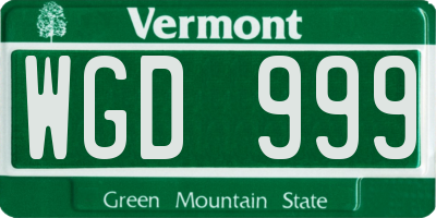 VT license plate WGD999