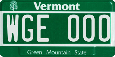 VT license plate WGE000