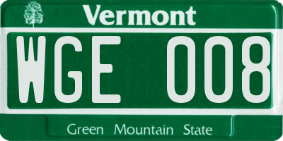 VT license plate WGE008