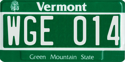 VT license plate WGE014