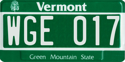 VT license plate WGE017