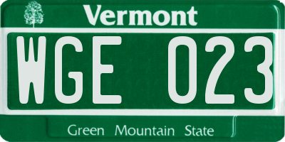 VT license plate WGE023