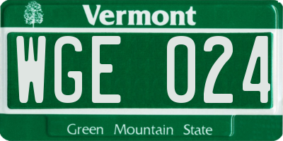 VT license plate WGE024