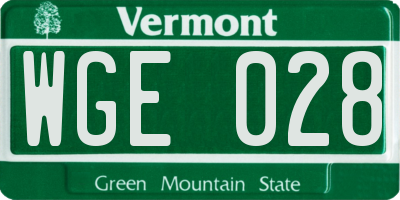 VT license plate WGE028