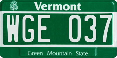 VT license plate WGE037