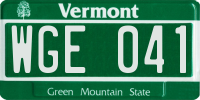 VT license plate WGE041