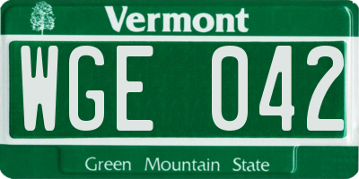 VT license plate WGE042
