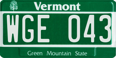 VT license plate WGE043