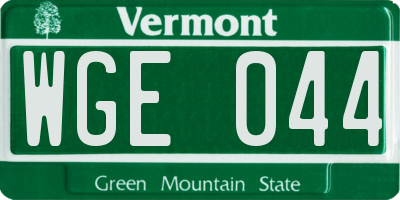 VT license plate WGE044
