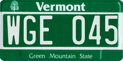 VT license plate WGE045