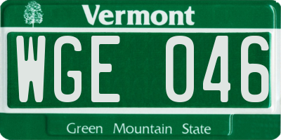 VT license plate WGE046