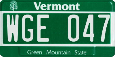 VT license plate WGE047